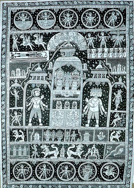 Shiva and Brahma Pray to Shri Jagannath in a Cosmic Scenario
