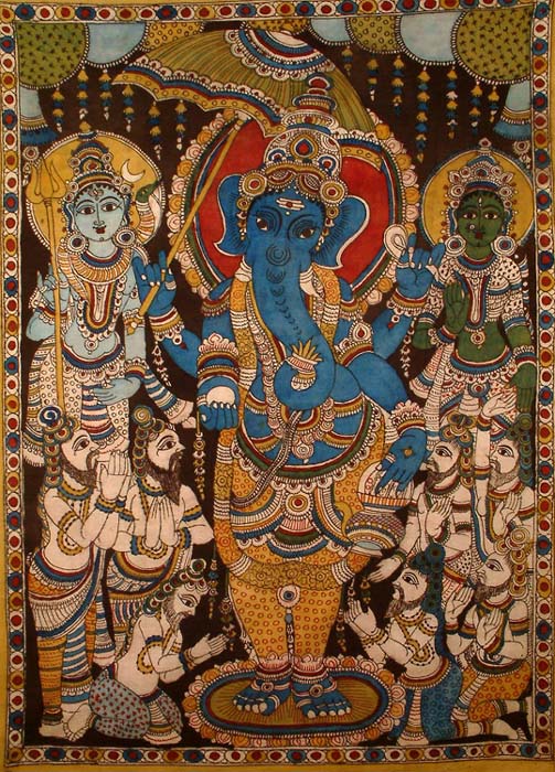 Shiva Parvati and Ganesha Venerated by Sages