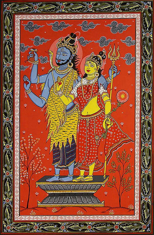 Shiva Parvati Blessing Their Devotees