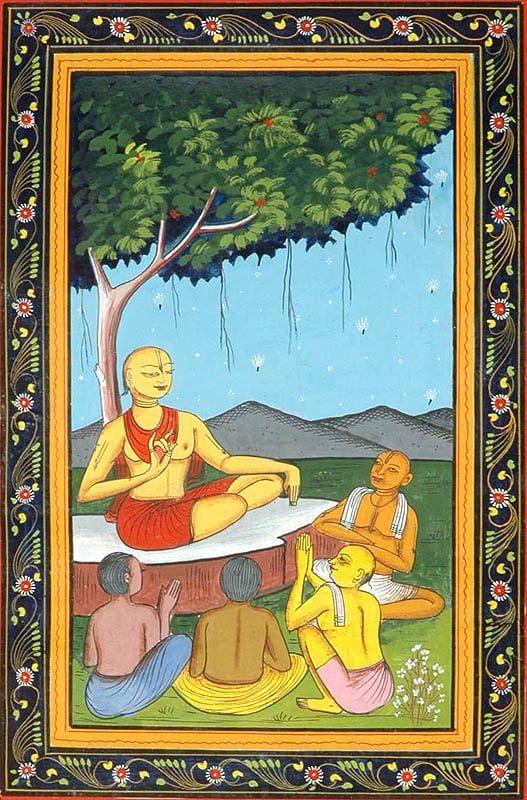Shri Chaitanya Mahaprabhu Delivering Discourses to Disciples