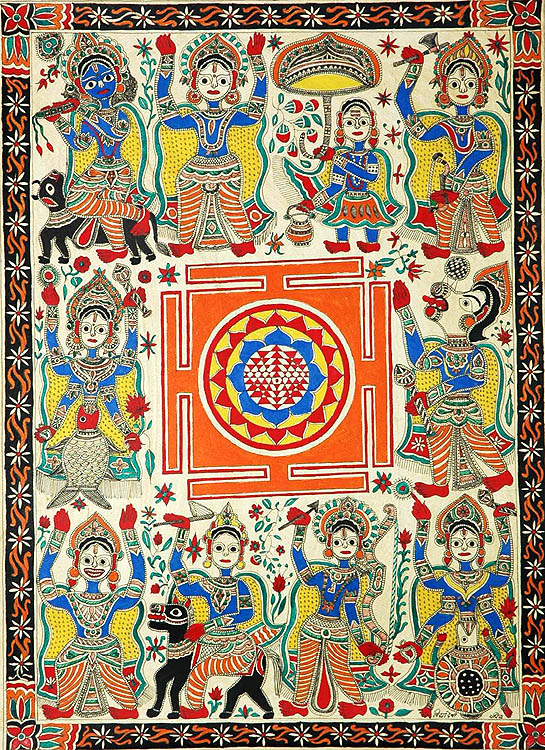 The Ten Incarnations of Vishnu with The Shri Yantra