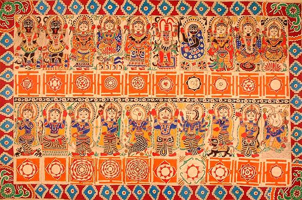 The Ten Mahavidyas with the Ten Incarnations of Lord Vishnu