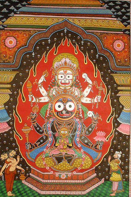 The Trinity of Balarama, Subhadra and Krishna at the Temple of Jagannatha