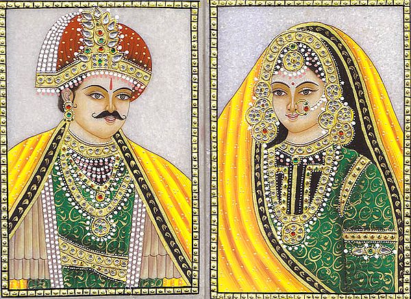 King and His Queen (Set of Two Embossed Paintings)
