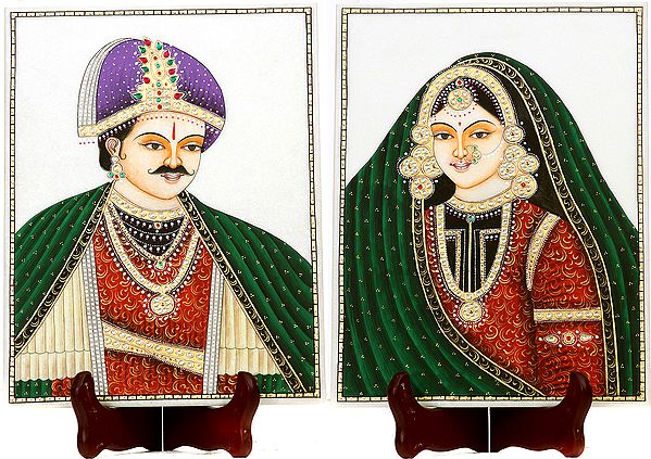 Rajasthani King and Queen (Embossed Painting)