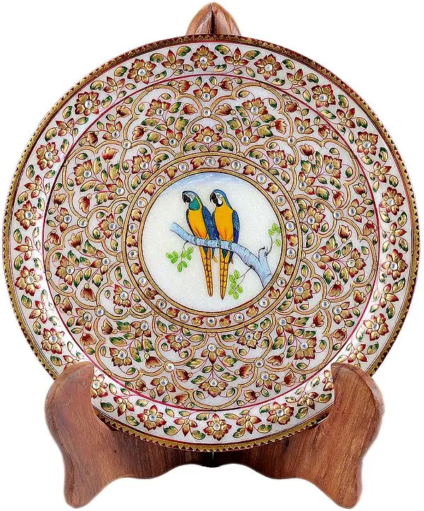 Foliate and Floral with Parrot Pair