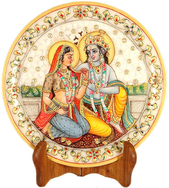 The Divine Couple Radha and Krishna (With Lattice)