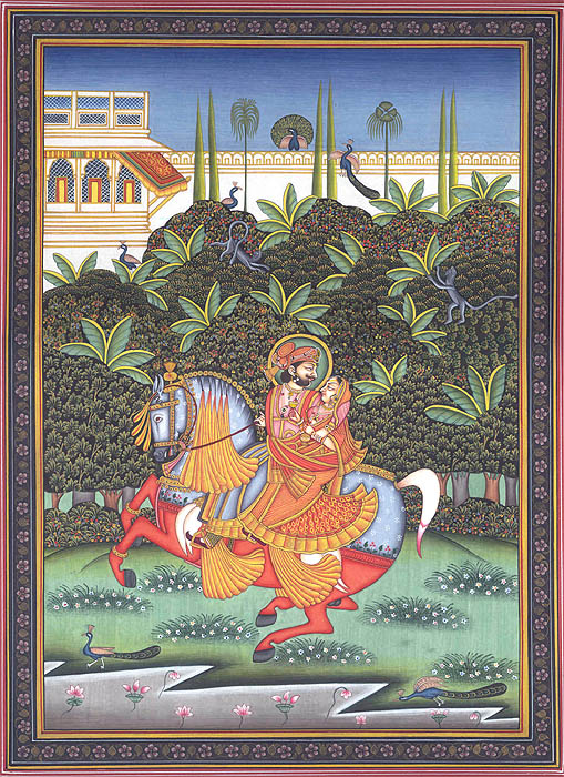 Maharaja Man Singh Romancing with His Consort on a Galloping Horse