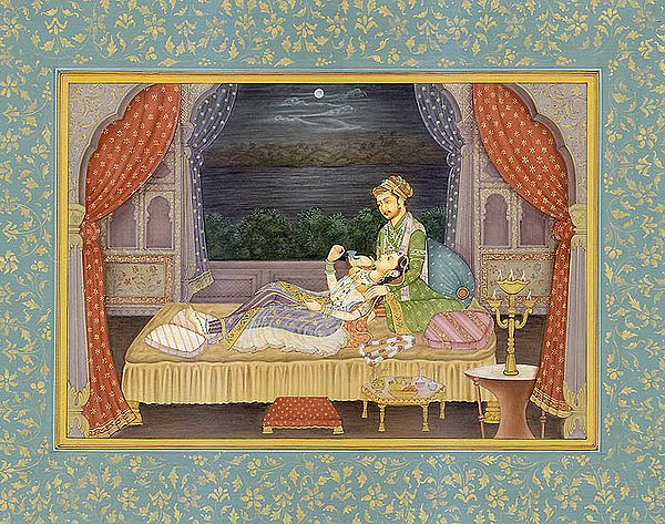 Mughal Emperor Shahjahan with His Sick Wife Mumtaj Mahal