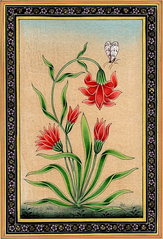 Mughal Flower with Butterfly