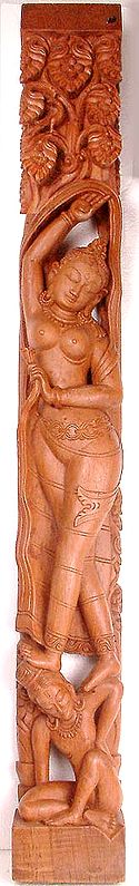 A Nepalese Temple Bracket Depicting The Goddess of Fertility