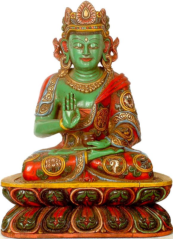Crowned Buddha in Abhaya Mudra