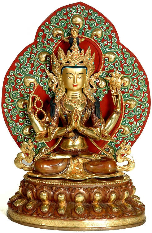 Tibetan Buddhist Deity Shadakshari Lokeshvara (Four-Armed Avalokiteshvara)