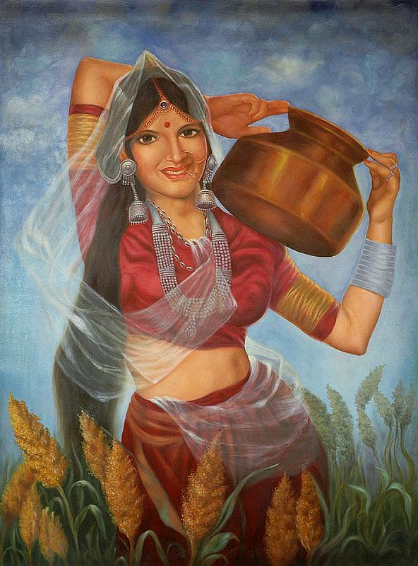 Painting of A Village Belle | Oil on Canvas