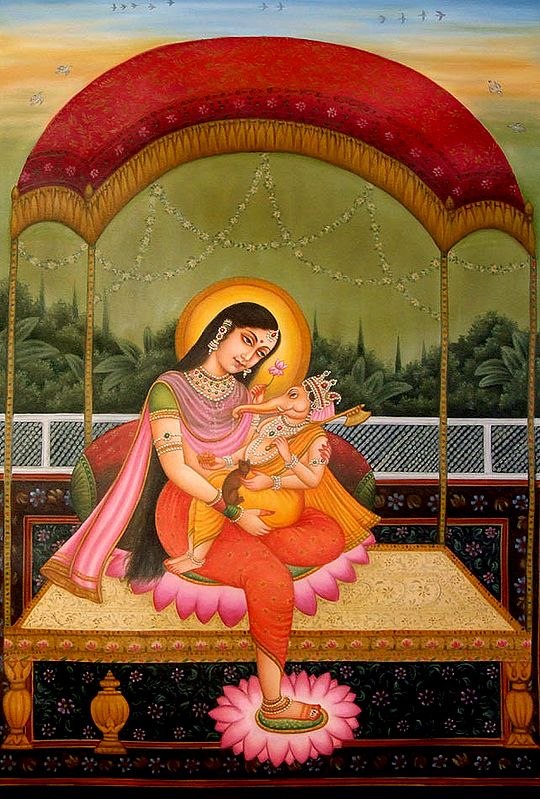 Parvati with Ganesh in Her Lap