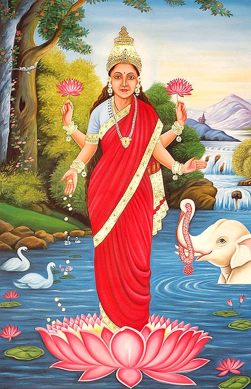 Goddess Lakshmi with Auspicious Elephant