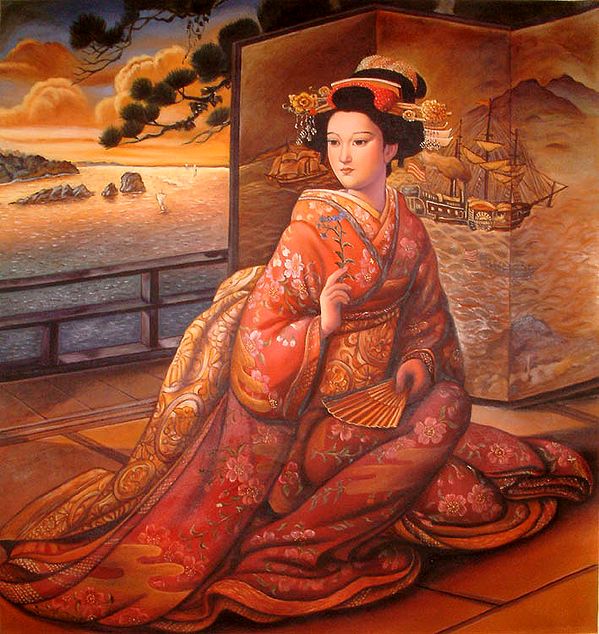 Geisha Oil Painting on Canvas