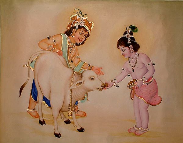 Krishna Balarama Oil Painting on Canvas