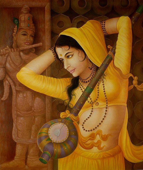 Painting of Mirabai: A Devotional Saint of India | Oil on Canvas