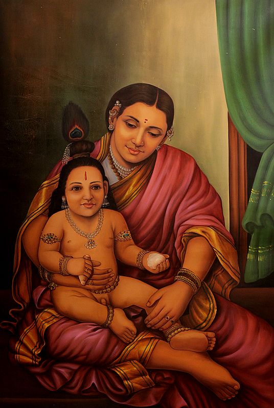 Krishna in the Lap of Mother