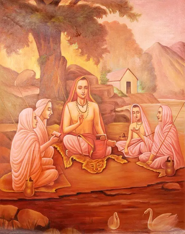 Painting of Adi Shankaracharya with Disciples | Oil on Canvas