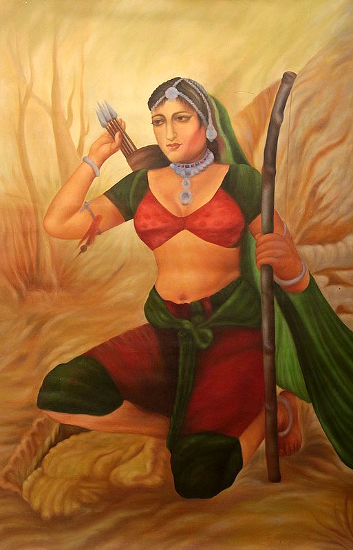 A Tribal Lady Archer | Oil Painting on Canvas