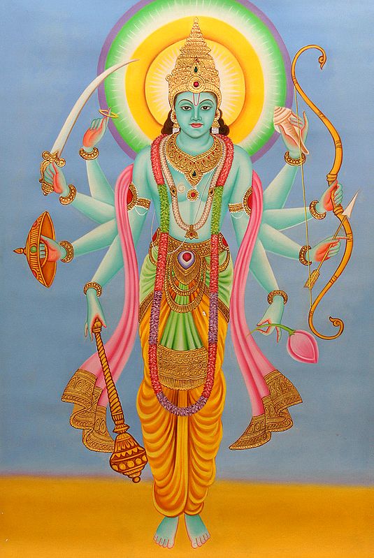 Composite Image of Bhagwan Vishnu, Shri Rama and Lord Kalki (the Tenth Incarnation of Vishnu)