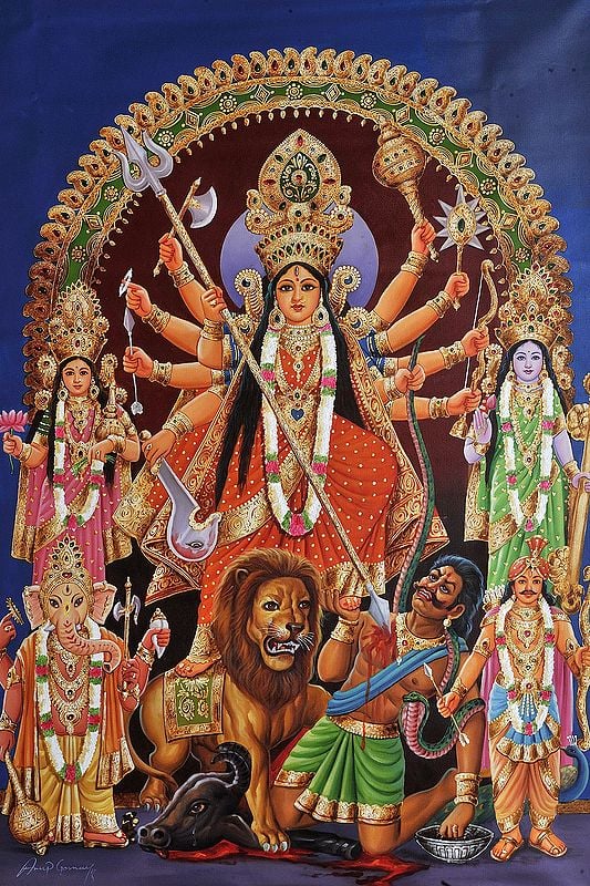 Durga In Vibrant Colours