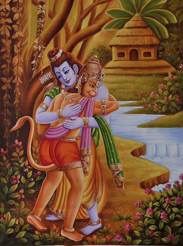 Lord Rama Embraces His Devout Devotee Hanuman