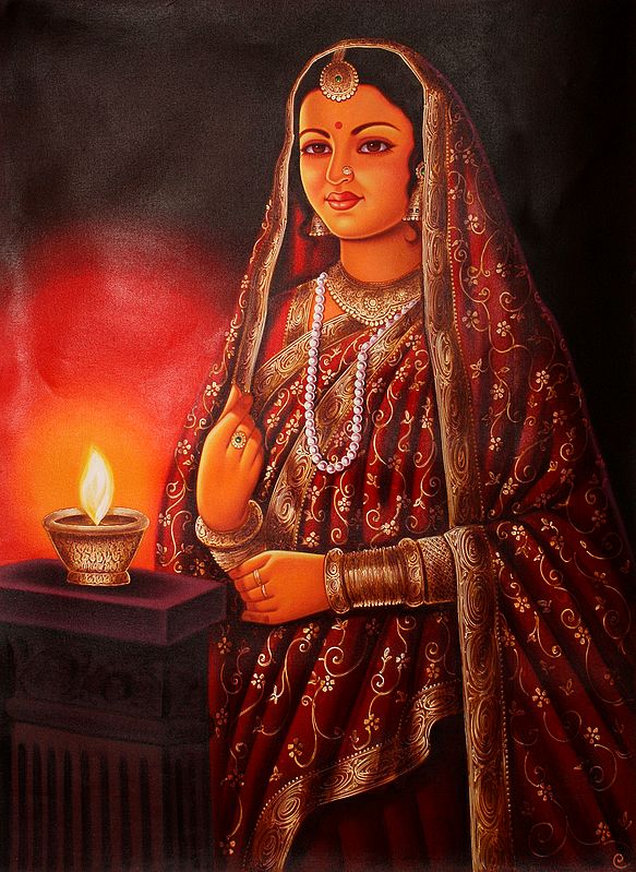 Lady with Lamp Oil Painting on Canvas