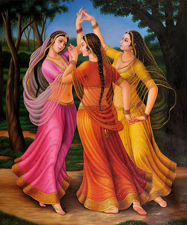 Rhythmic Dance of Three Ladies | Oil Painting on Canvas