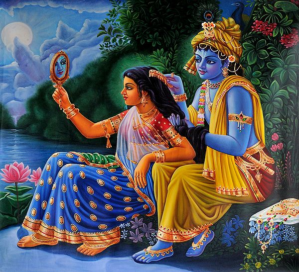 Shri Krishna Combing Radha’s Hair