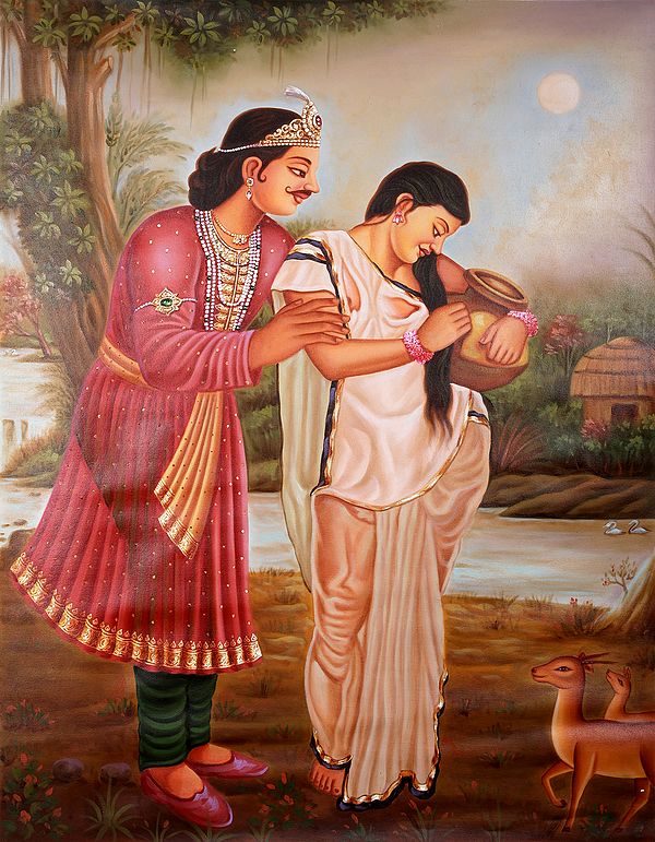 Dushyanta and Shakuntala | Oil Painting on Canvas