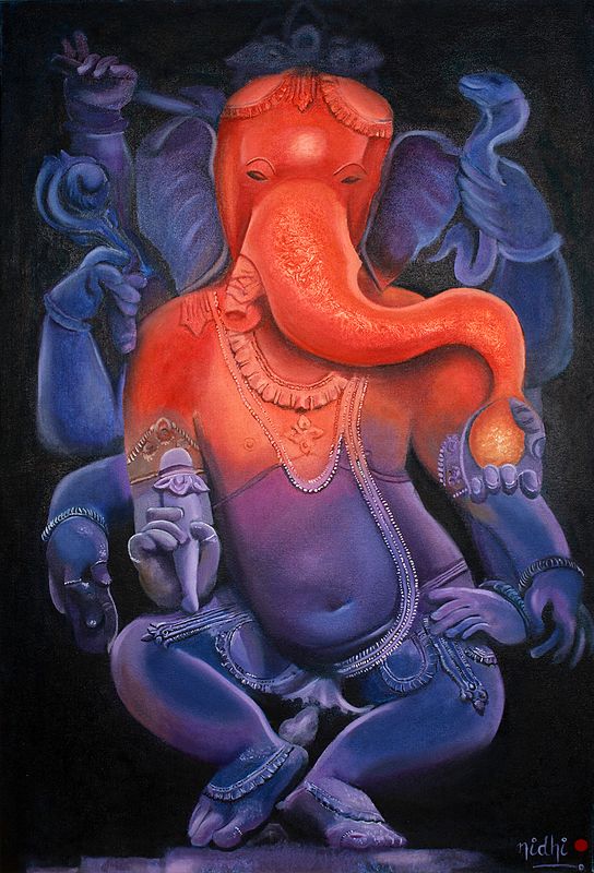 Nrtya Lord Ganesha, The Colour Of Flaming Cinnabar
