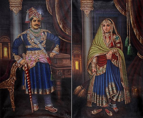 Indian Royalty (Set Of Two Paintings)