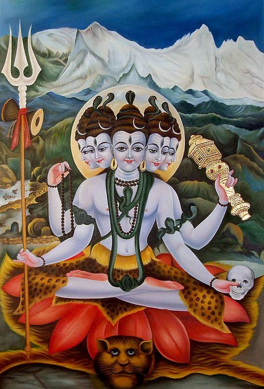 Pancha-mukha Shiva in Padmasana