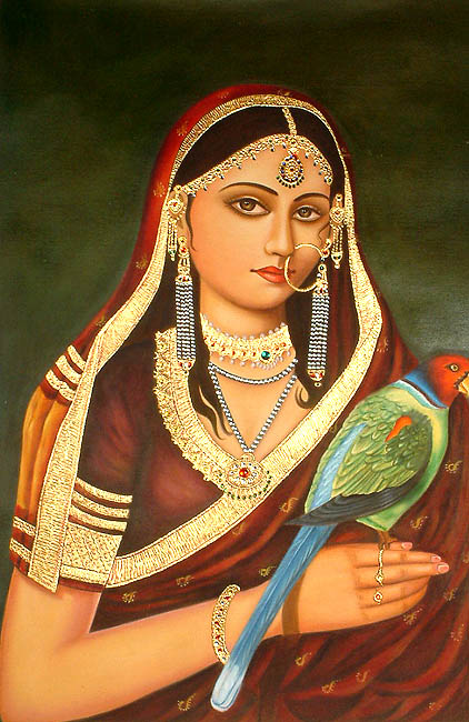 Royal Lady with Parrot | Oil on Canvas