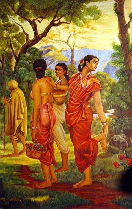 Shakuntala with Friends (A Reproduction of Work by Raja Ravi Varma)