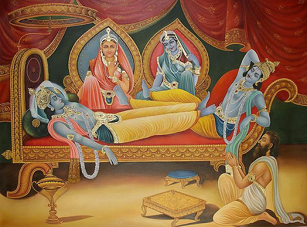 Shri Krishna, Arjuna, Draupadi and Subhadra (from the Mahabharata)