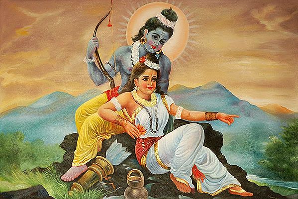 Shri Rama and Sita Painting | Oil on Canvas