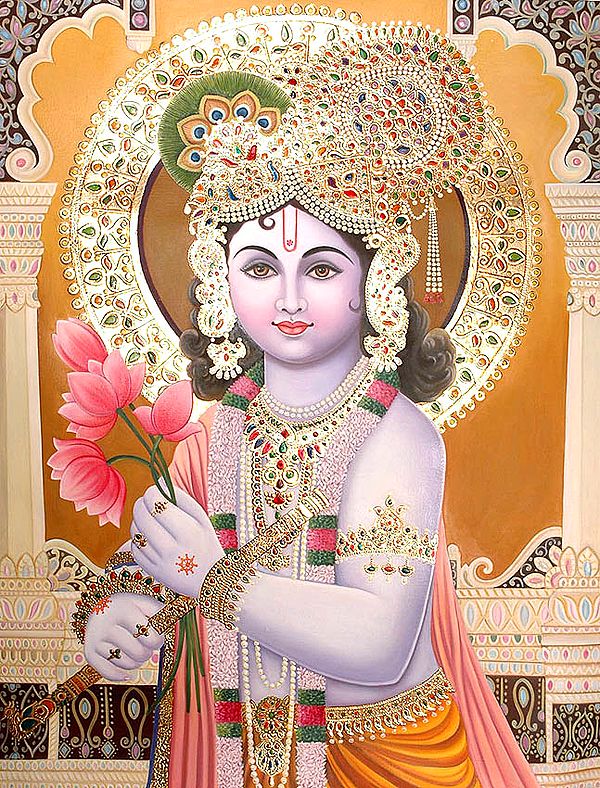 Shyam Sundar Krishna (Heavily Embossed with 24 Karat Gold)