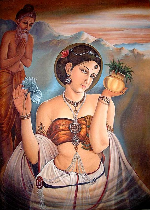 Goddess Ganga Oil Painting | Oil on Canvas