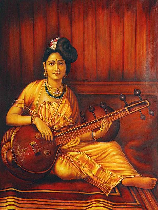 The Veena Player | Oil on Canvas Painting