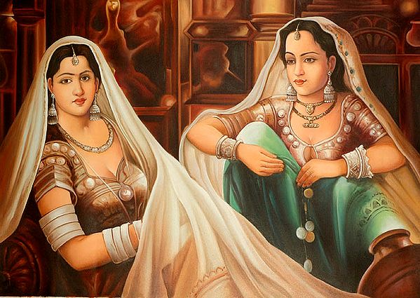 Painting of Two Ladies | Oil on Canvas