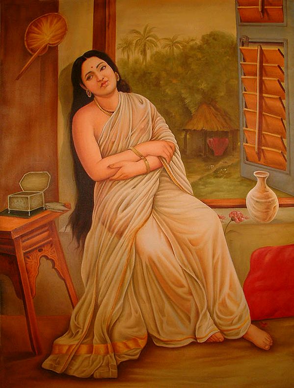 Painting of Virahini Nayika | Oil on Canvas