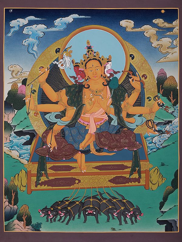 Seated Vajradhara Buddha | Tibetan Brocadeless Thangka Painting