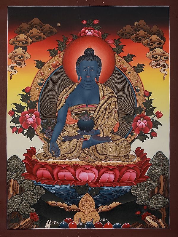 Meditative Lord Buddha | Tibetan Brocadeless Thangka Painting