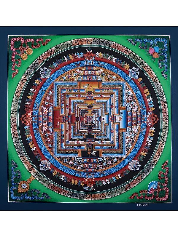 Hand-Painted Kalachakra Mandala: Wheel Of Life | Tibetan Thangka Painting