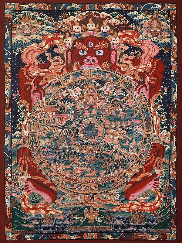 Hand-Painted Samsara/ Wheel Of Life | Brocadeless Thangka Painting