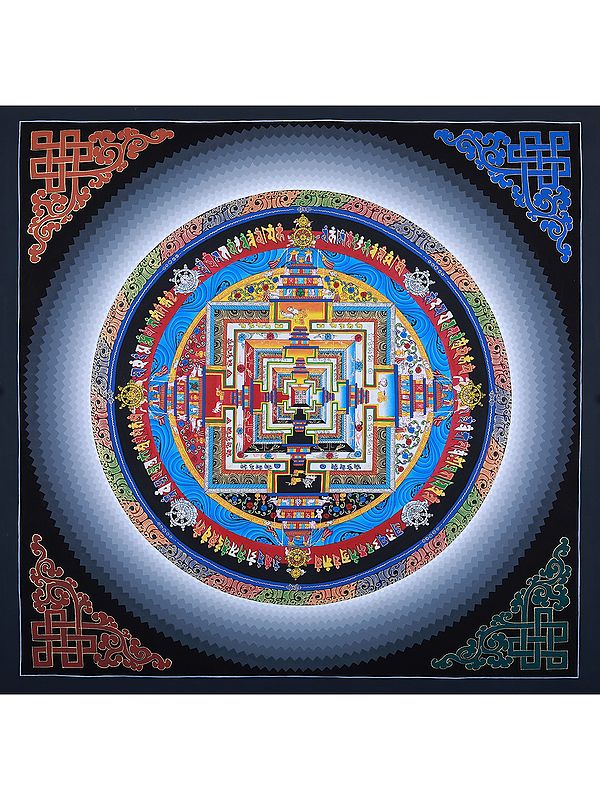 Ritual Hand-Painted Mantra Mandala | Brocadeless Thangka Painting